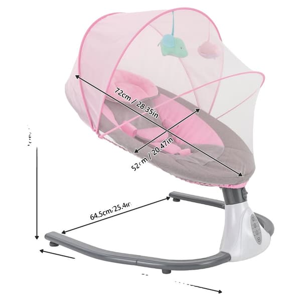 Automaattinen sähköinen vauvan keinutuoli, USB-virransyöttö, enimmäiskuormitus 18 kg, moderni muotoilu,Vaaleanpunainen