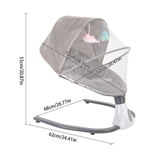 Automaattinen sähköinen vauvan keinutuoli, USB-virransyöttö, enimmäiskuormitus 18 kg, moderni muotoilu,Harmaa