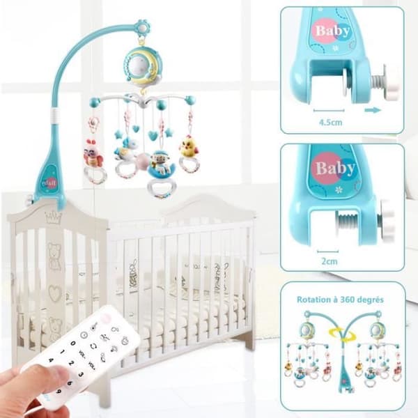 Baby Music Bed Bell Rattle Toy Bedside Bell Projection Baby Newborn Toy-Pink