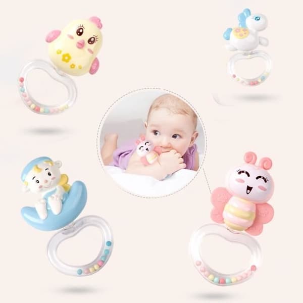 Baby Music Bed Bell Rattle Toy Bedside Bell Projection Baby Newborn Toy-Pink