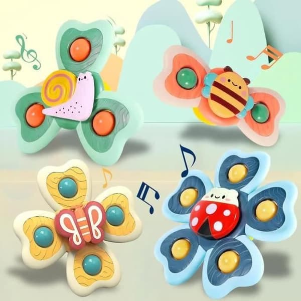 Baby sugkoppsspinnare, 4 delar Baby sugkoppsleksak, Bee Butterfly Ladybug Snigel Sensoriska duschleksaker, Babyleksak