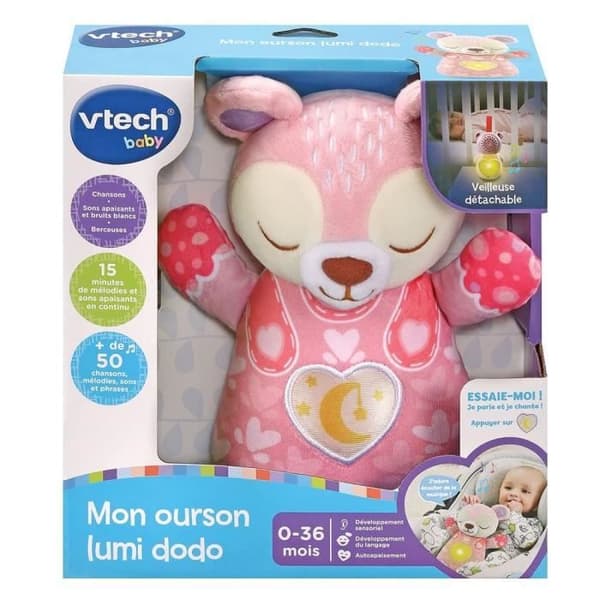 VTECH BABY - Vaaleanpunainen yövalokarhuni