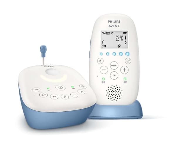 Philips AVENT SCD735/52, DECT babyvakt, 330 m, 330 m, Blå, Vit, Batteri, Batteri