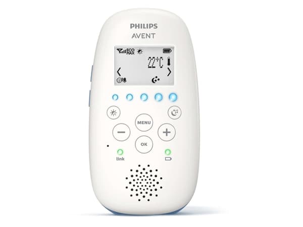 Philips AVENT SCD735/52, DECT babyvakt, 330 m, 330 m, Blå, Vit, Batteri, Batteri
