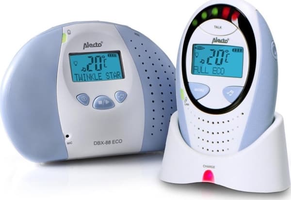 Alecto DBX-88 ECO, DECT babyvakt, 1 kanaler, 300 m, 50 m, 300 m, Blå, Vit