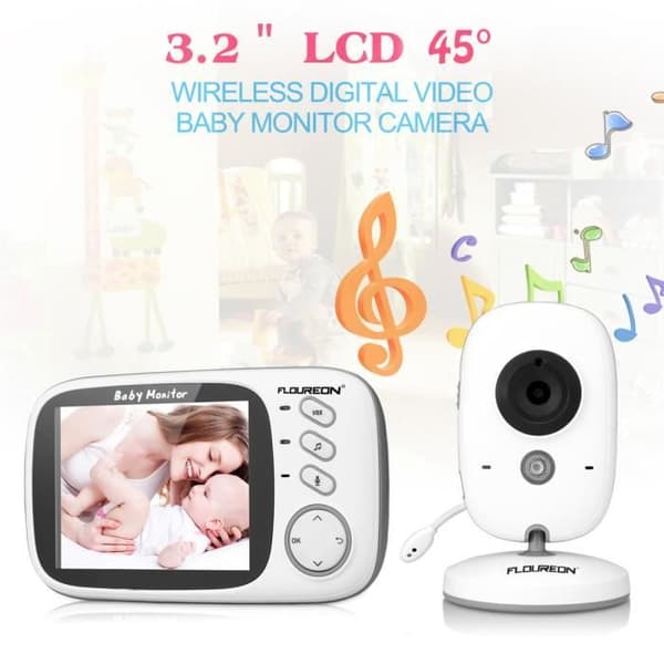 Floureon VB603 Digital Baby Monitor Baby Monitor 2,4 GHz LCD trådlös lyssningskamera - Vit