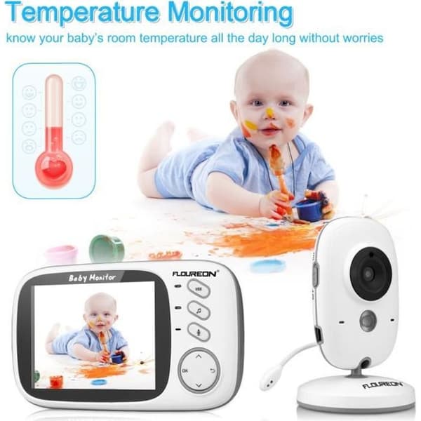 Floureon VB603 Digital Baby Monitor Baby Monitor 2,4 GHz LCD trådlös lyssningskamera - Vit
