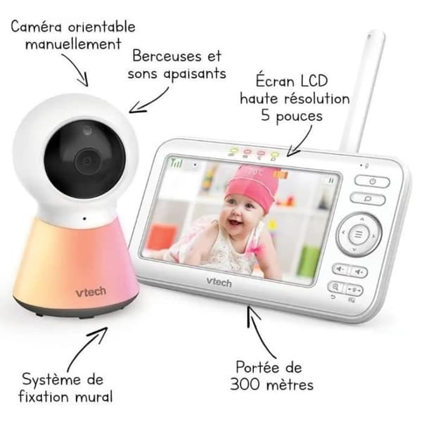 VTECH - Color Night Light Video Baby Monitor (5 Screen - Night Light) - BM5254