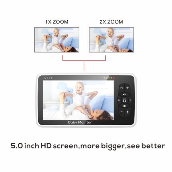 Video Baby Monitor, HD 720P Opløsning, 300M Trådløs Rækkevidde,EU-stik