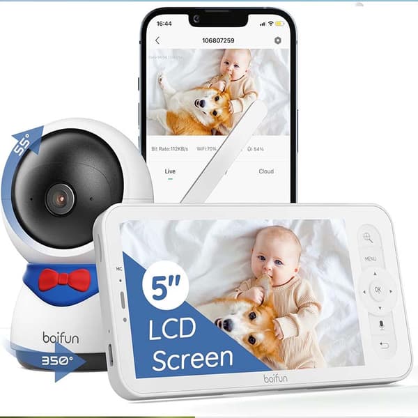 Babyövervakningskamera, 1080P Nattseende, Automatisk Rörelsespårning, Trådlös Anslutning