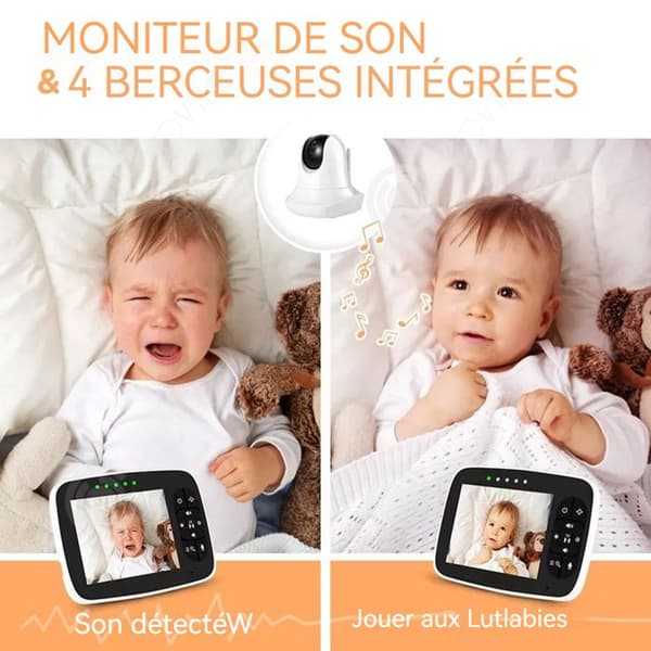 INN Baby Monitor 360 graders roterande videokamera Night Vision Tvåvägsljud 3,5 skärmtemperatursensor