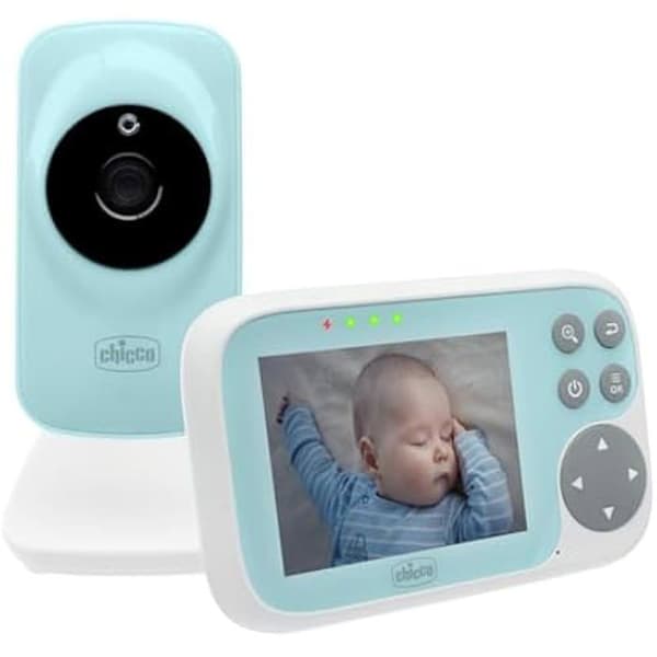 Chicco, Video Start babymonitor, med 3,2 färgskärm, 200 m räckvidd, Infraröd nattseende, Smart Eco Mode-funktion,
