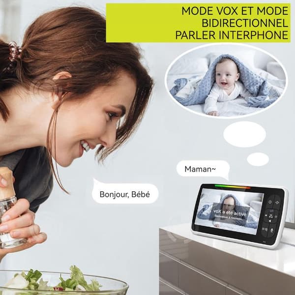 INN Baby Monitor med tvåvägsljud Baby Monitor Video Baby Monitor med 5,0 tums HD-skärmtemperatursensorkamera