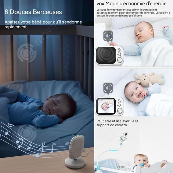 INN Baby Monitor Videokamera 3,2 tum 750 mah Tvåvägs Intercom Temperatur Display Musikuppspelning Video Baby Monitor