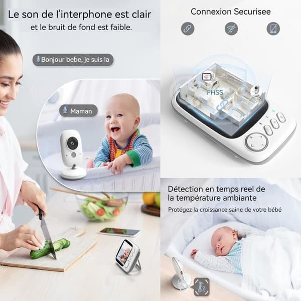 INN Baby Monitor Videokamera 3,2 tum 750 mah Tvåvägs Intercom Temperatur Display Musikuppspelning Video Baby Monitor