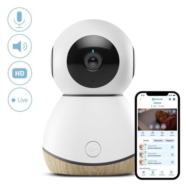 MAXI-COSI Connected se video babymonitor, babymonitor, 1080p HD-kamera, dag- och mörkerseende, tvåvägssamtal, integrerat ljud