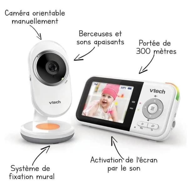 VTECH - Clear Plus Video Baby Monitor (2,8 skärm) - BM3254
