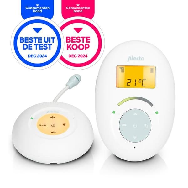 Alecto DBX120 - Full Eco DECT babyvakt med display, vit/blå