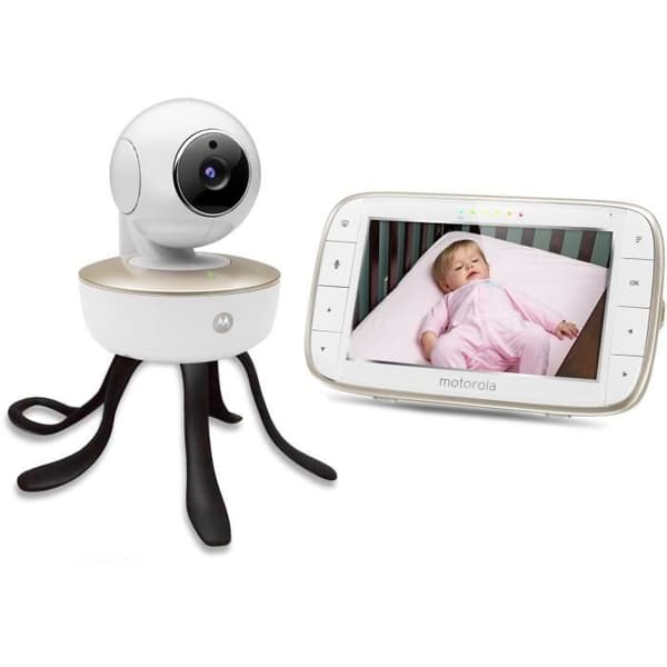 Lyssna bebis VM855 ANSLUT WIFI TILL TELEFON + SKÄRM 5" - Fjärrstyrd kam - Batteri och nätadapter - Temperatur - T-Walkie - MOTOROLA Vit