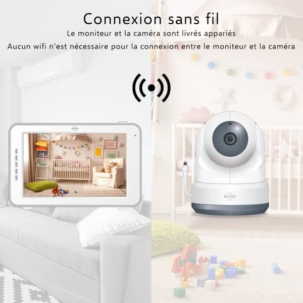 ELRO BC3000-2 Baby Monitor Royale HD Baby Monitor med 12,7 cm pekskärm och app - med extra kamera