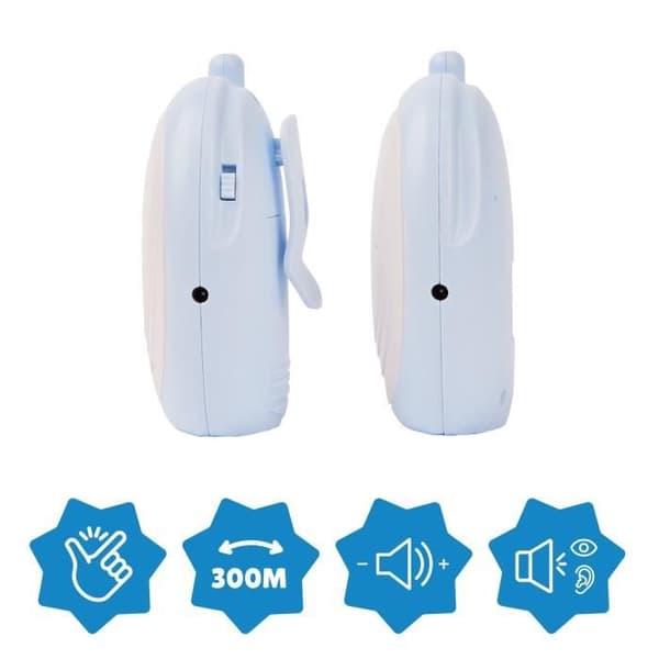 Badabulle Audio babyvakt - Lätt att använda - 300m räckvidd - Kompakt babyvakt - Akustiskt och visuellt larm