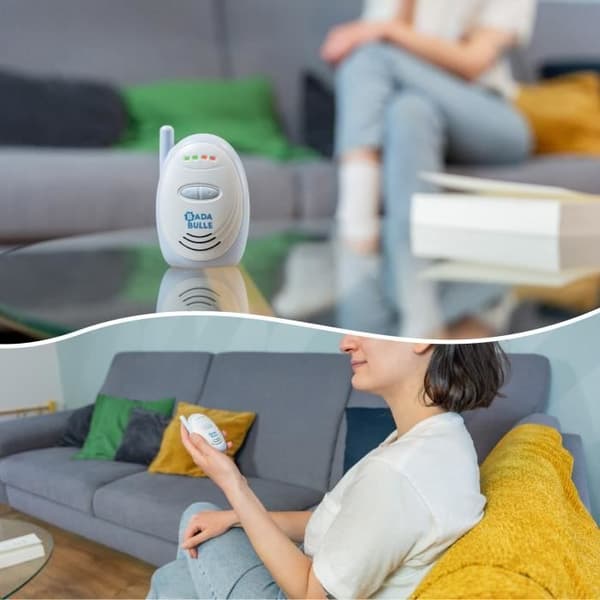 Badabulle Audio babyvakt - Lätt att använda - 300m räckvidd - Kompakt babyvakt - Akustiskt och visuellt larm