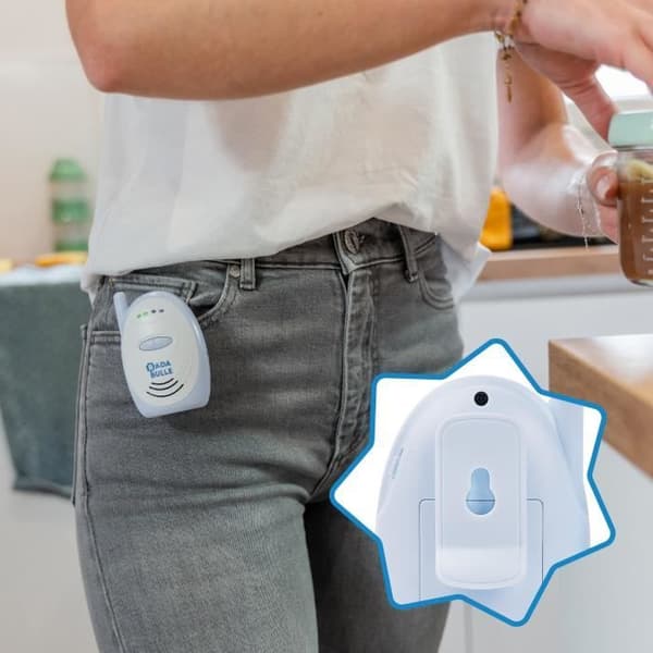 Badabulle Audio babyvakt - Lätt att använda - 300m räckvidd - Kompakt babyvakt - Akustiskt och visuellt larm