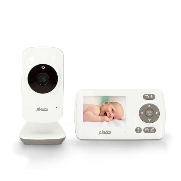 Alecto DVM-71 - Babymonitor med kamera och 2,4" färgskärm, vit/taupe