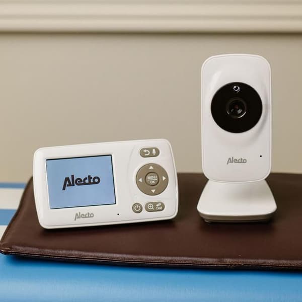 Alecto DVM-71 - Babymonitor med kamera och 2,4" färgskärm, vit/taupe
