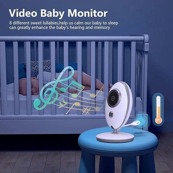 Babyalarm med 2,4 tommer skærm og tovejskommunikation - Nattesyn, Temperaturovervågning
