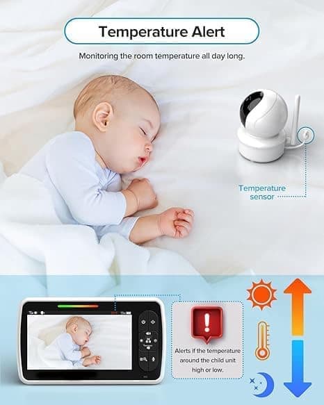OBOSOE Baby Monitor med Stort 5" Skärm | Tvävägsljud & 2x Zoom