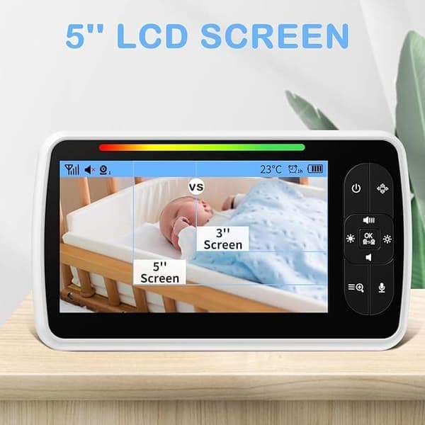 OBOSOE Baby Monitor med Stort 5" Skärm | Tvävägsljud & 2x Zoom