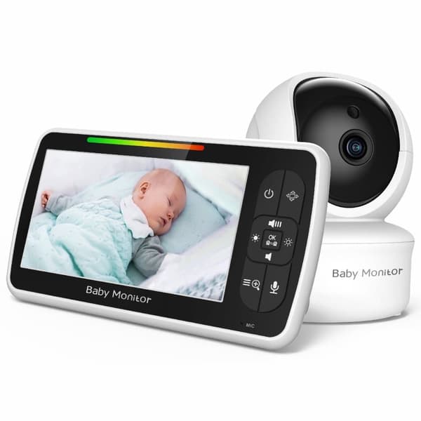 OBOSOE Baby Monitor med Stort 5" Skärm | Tvävägsljud & 2x Zoom