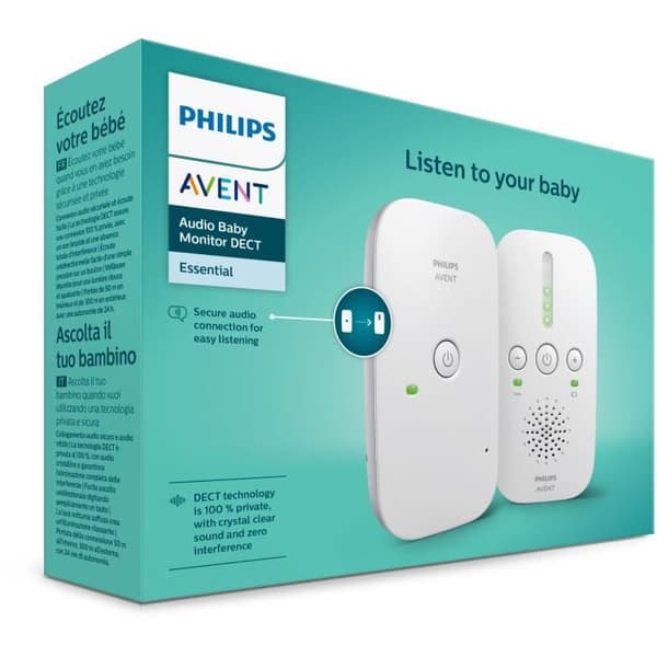 PHILIPS AVENT SCD502/26 - Ansluten ljudbabyvakt - Smart Eco-läge - Upp till 24 timmars batteritid - Nattljusfunktion