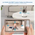 Miniatyrbild 4 av 4: Babyövervakningskamera, 360° PTZ-rotation, 2K HD-kvalitet, tvåvägsljud