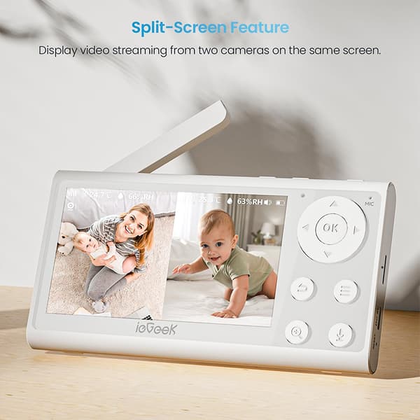 Babymonitor, 1080P HD-kameror, 360° PTZ-kontroll, smarta aviseringar
