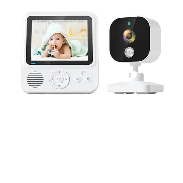 Trådløs Baby Monitor, HD 1080P Videoopløsning, Infrarød Nattesyn, Forældreenhed Inkluderet,Som vist