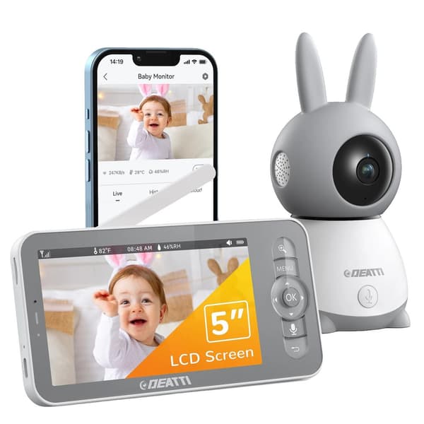 Babyövervakningskamera, 5-tums LCD-skärm, tvåvägsljud,BM101