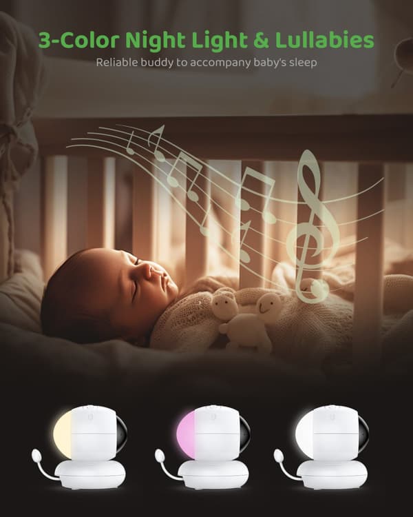 Trådlös Baby Monitor med HD-skärm, 1000ft Räckvidd, Nattsyn