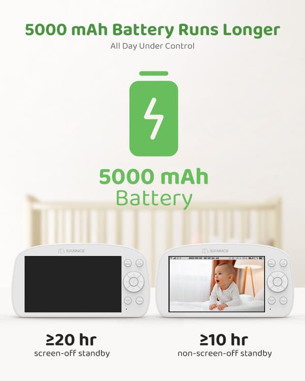 Trådlös Baby Monitor med HD-skärm, 1000ft Räckvidd, Nattsyn