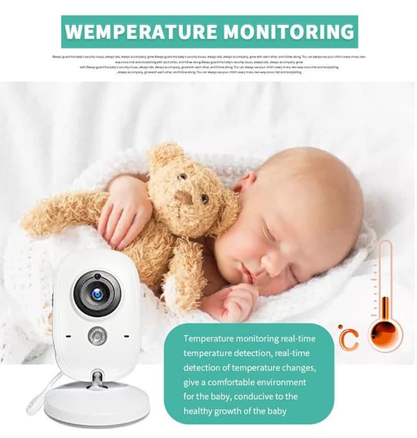 Lollanda Babyalarm VB603 Baby Monitor Kamera Trådløs Lytning 2,4 GHz LCD Til Børn Med Temperatursensor, Intercom Support
