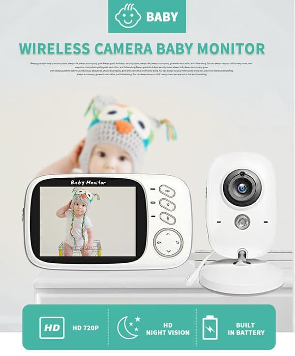 Lollanda Babyalarm VB603 Baby Monitor Kamera Trådløs Lytning 2,4 GHz LCD Til Børn Med Temperatursensor, Intercom Support