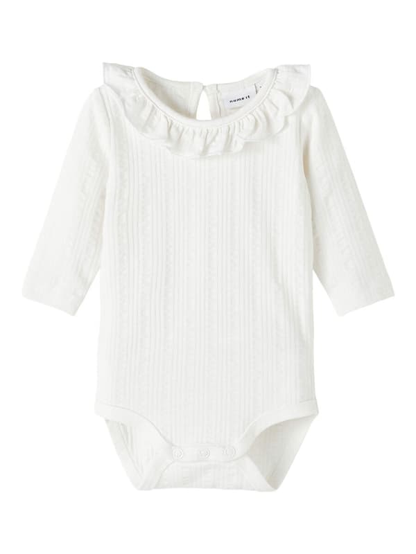 Name it Baby Body White med flæse, størrelse 80