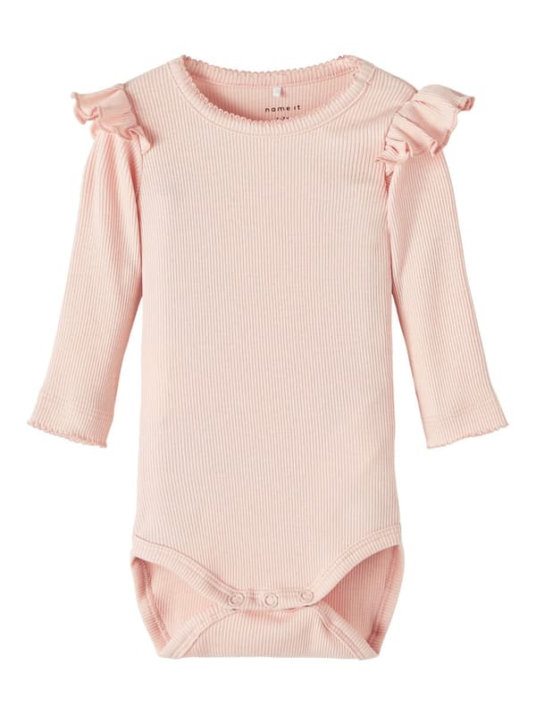 Name it Baby Body Rose med flæse, størrelse 80