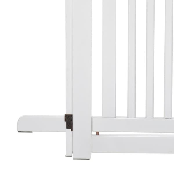 Rootz träbarriär - Fristående hundgrind - Dörrgrind - Justerbar hundgrind - Fällbar trappgrind - Vit - 155 x 1,5 x 76 cm