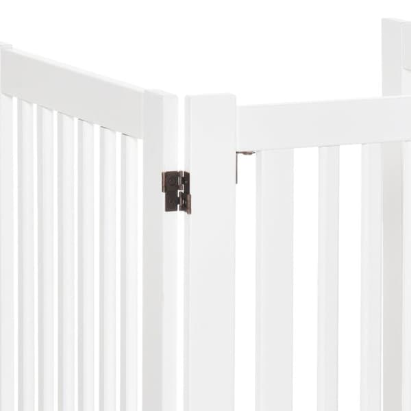 Rootz träbarriär - Fristående hundgrind - Dörrgrind - Justerbar hundgrind - Fällbar trappgrind - Vit - 155 x 1,5 x 76 cm