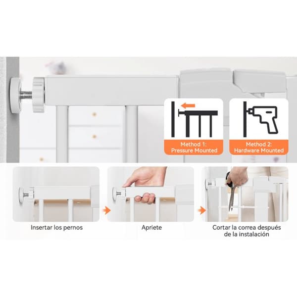 Oven suojaportti 75 - 103 cm, portaiden suoja lapsille Avaa N Pysäytysturvaportti, ilman porausta, leveä jatkettava erillisellä jatkeella