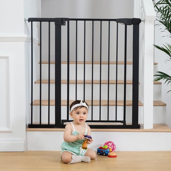 trappeværn, dørværn, baby dørværn, metal, bredde 75-124 cm justerbar, sort