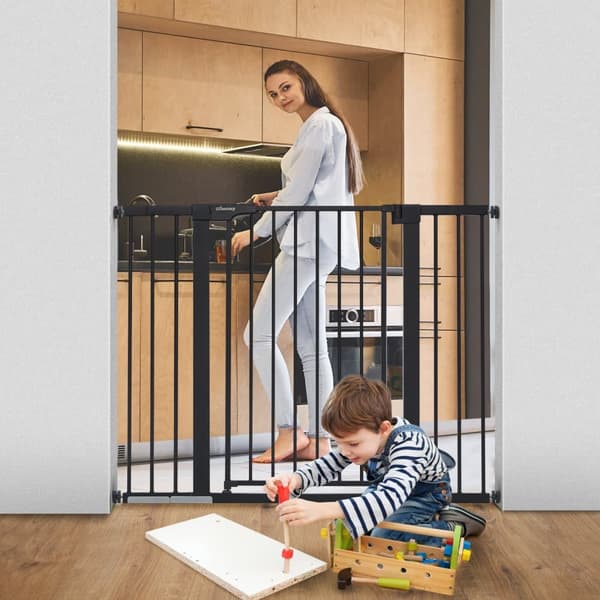 trappeværn, dørværn, baby dørværn, metal, bredde 75-124 cm justerbar, sort
