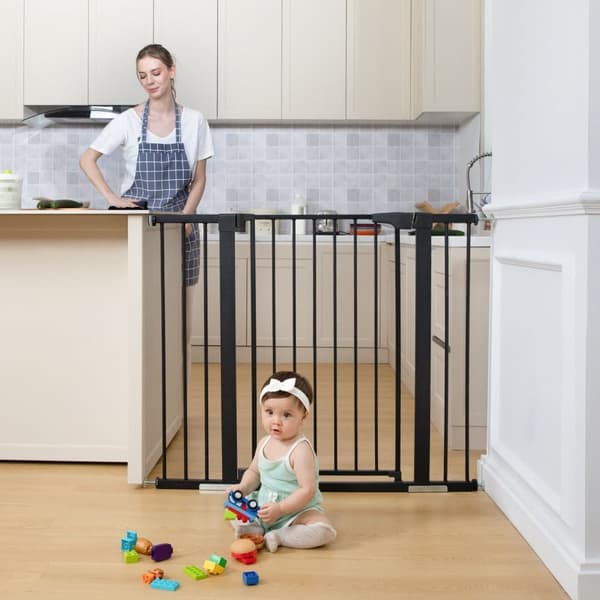 trappeværn, dørværn, baby dørværn, metal, bredde 75-124 cm justerbar, sort